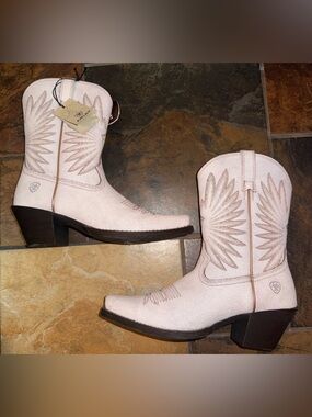 Goldie Pink Western Ankle Boots with Embroidered Detail